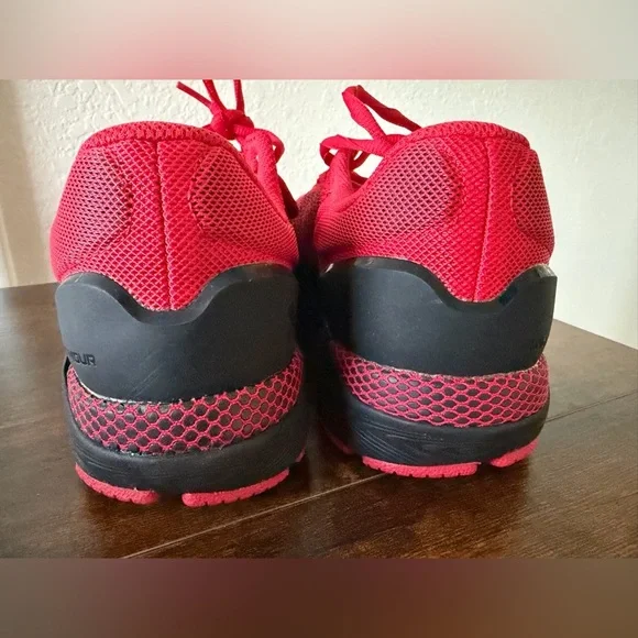 Under Armour Men’s Red and Black Athletic Shoes Size-10.5